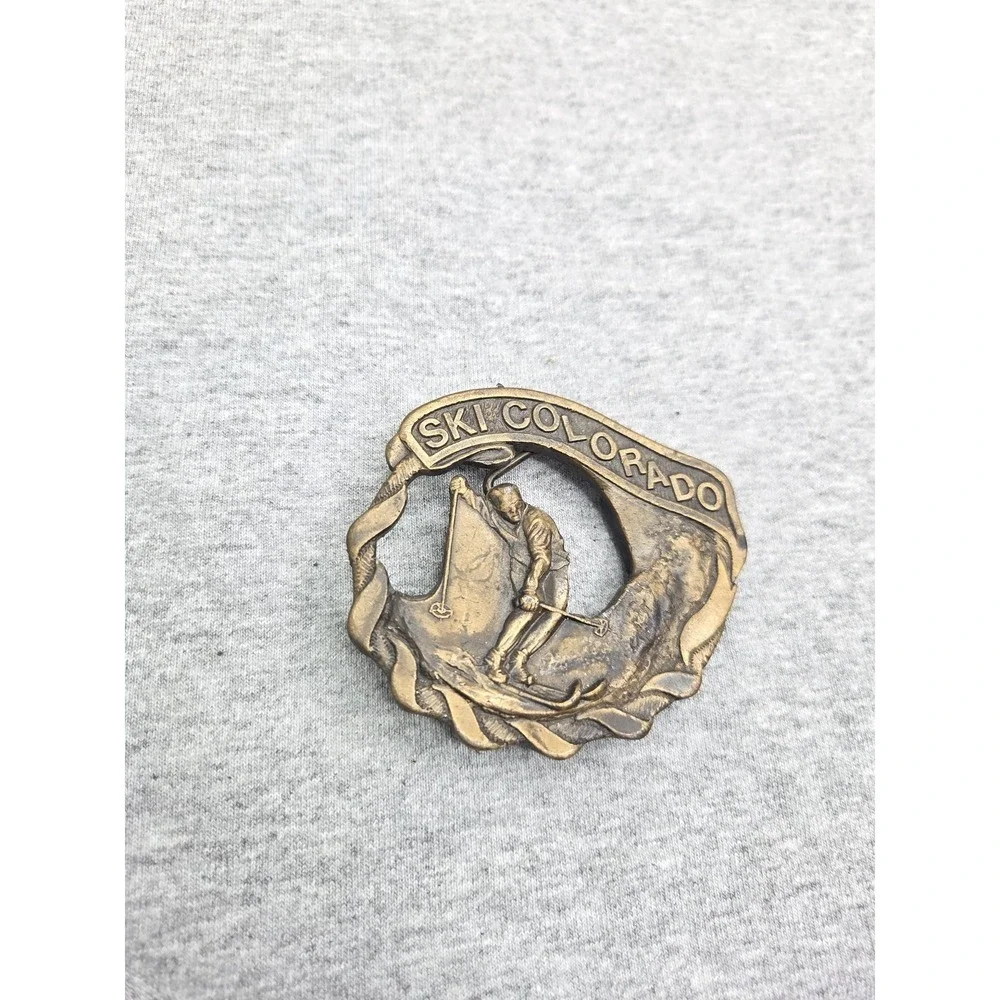 1981 Ski Colorado Aspen Alpine Skier Solid Brass Spec-Cast Rare Belt Buckle